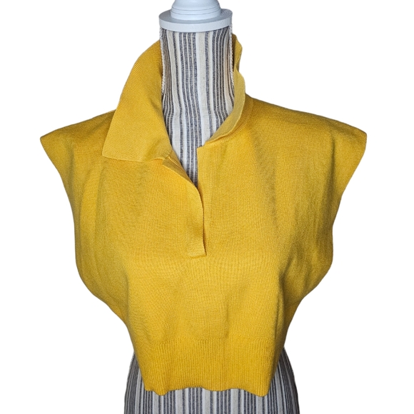 Cider women's goldense knit cropped sleeveless open front collared top size M - Picture 4 of 6